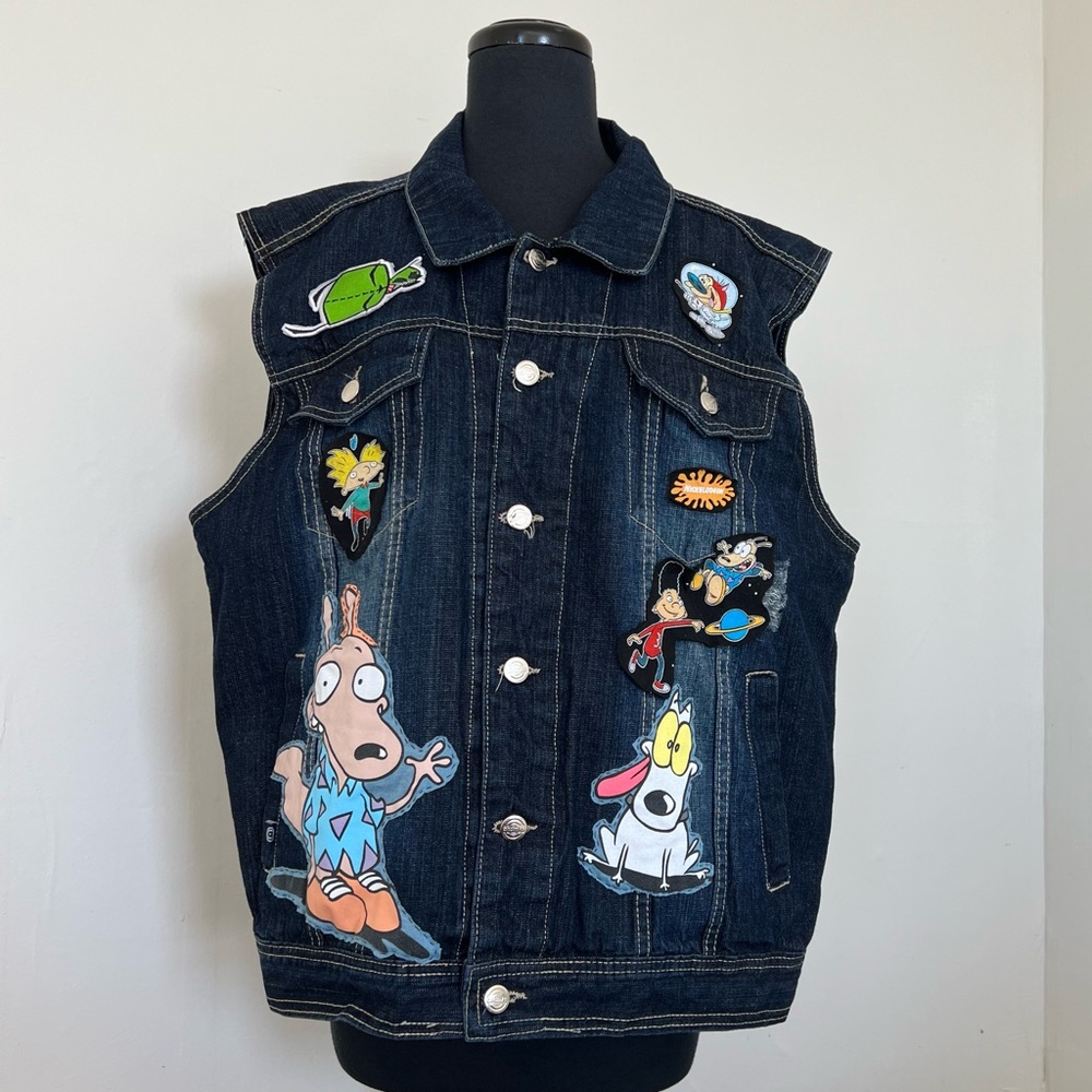 *HP!* VTG Y2K Akademiks Custom Nickelodeon Denim Vest, XL
